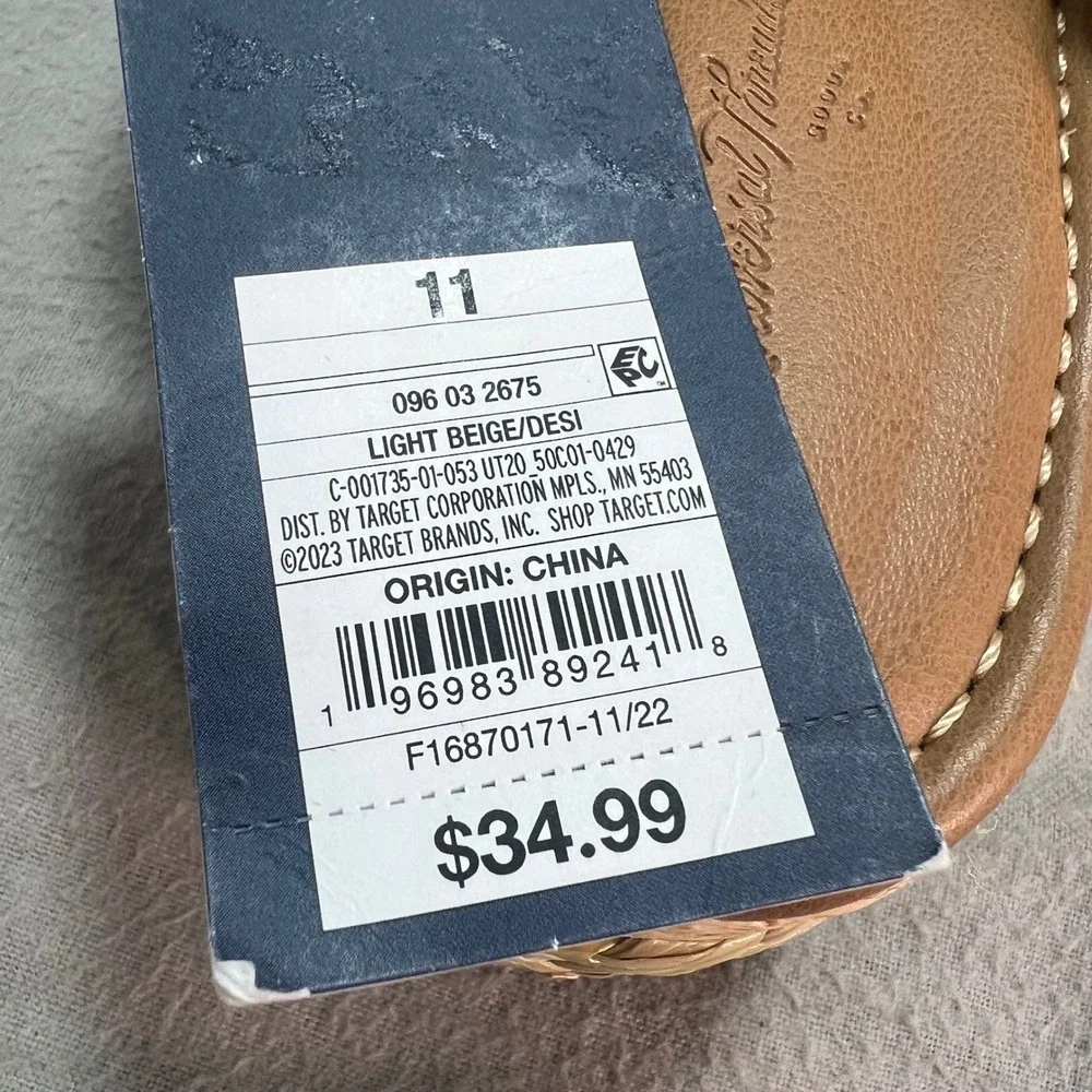 Universal Thread Desi Platform Slip On Sandals Light Beige Striped Espadrille 11